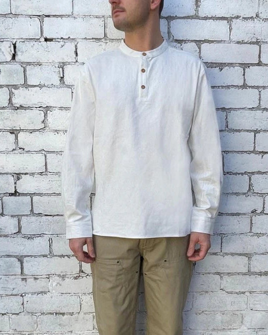 Organic Collarless Grandad Shirt Cotton