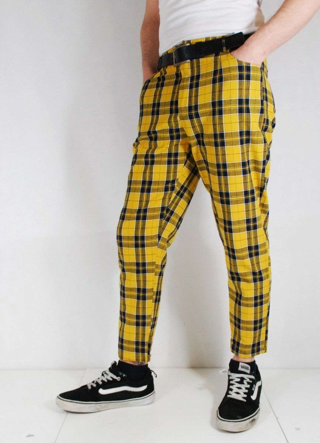 Tartan Check Trousers Mustard Navy – Wolf Clothing Collective Ltd