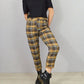 High Waisted Check Cigarette Pants Brushed Cotton
