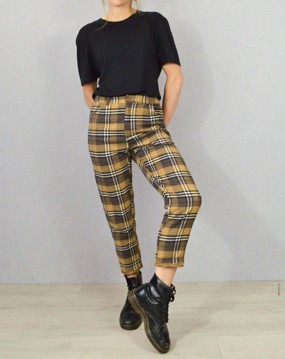 High Waisted Check Cigarette Pants Brushed Cotton – Wolf Clothing
