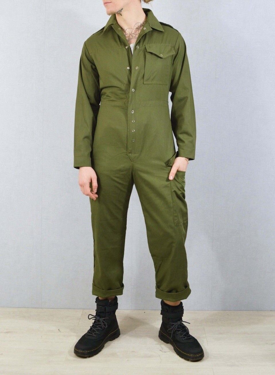 Unisex Vintage Green Military Jumpsuit