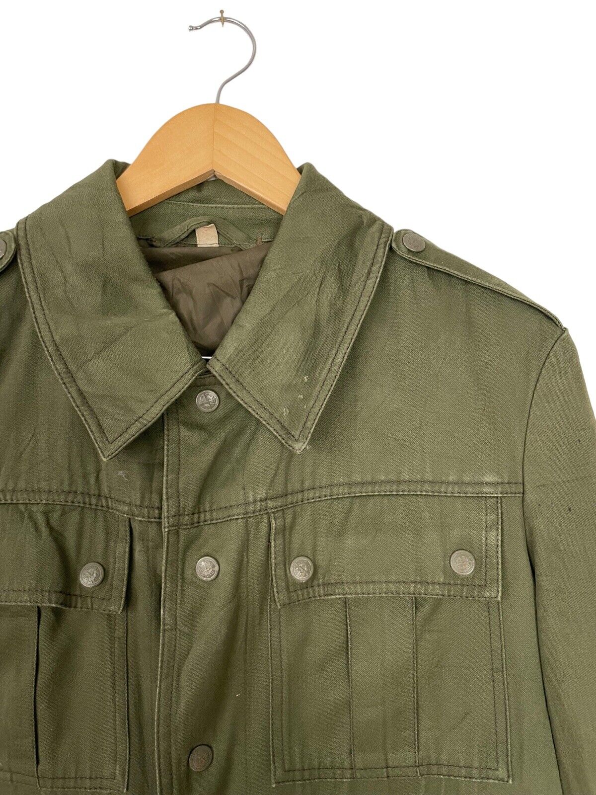 Chaqueta de campo militar vintage de satén de algodón