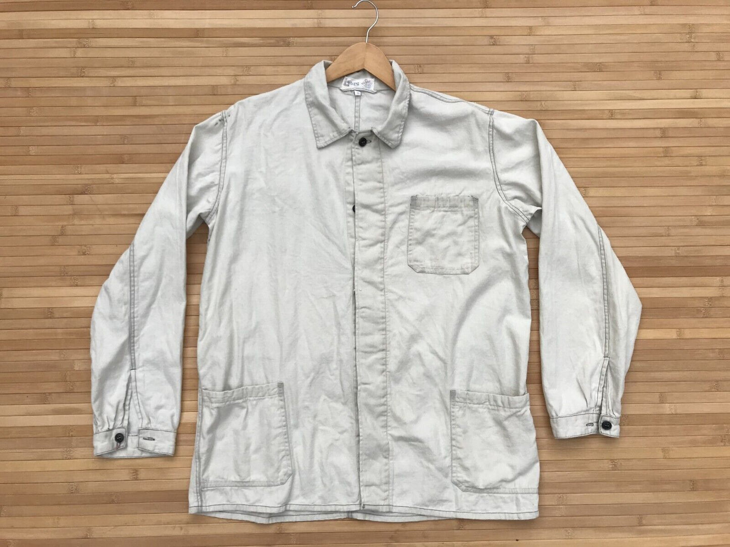 Faded Cotton Bleach Workwear Jacket
