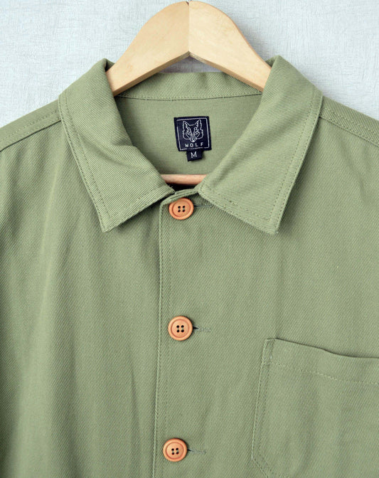 French Cotton Twill Chore Jacket Green