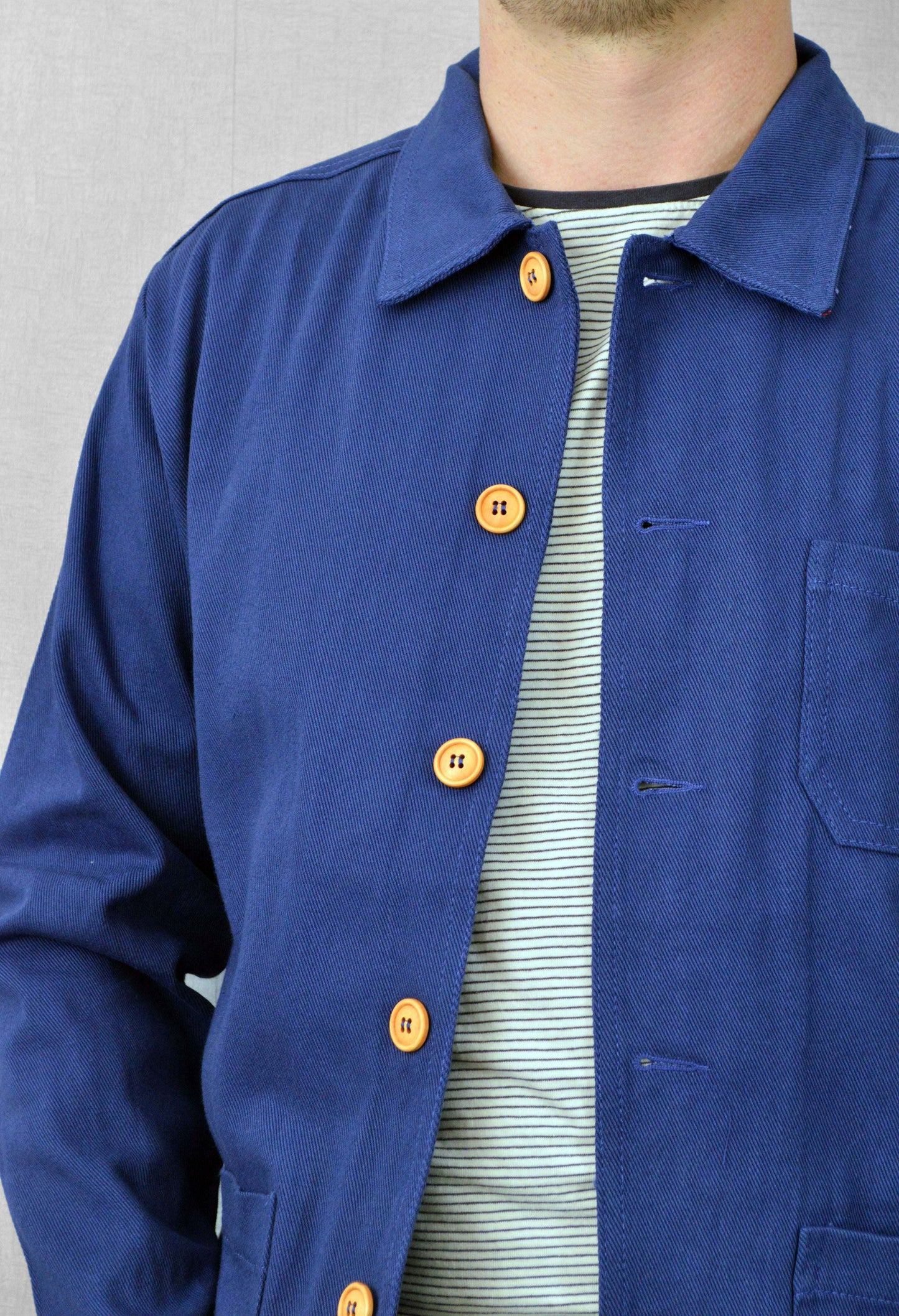 French Chore Jacket Indigo Wooden Buttons