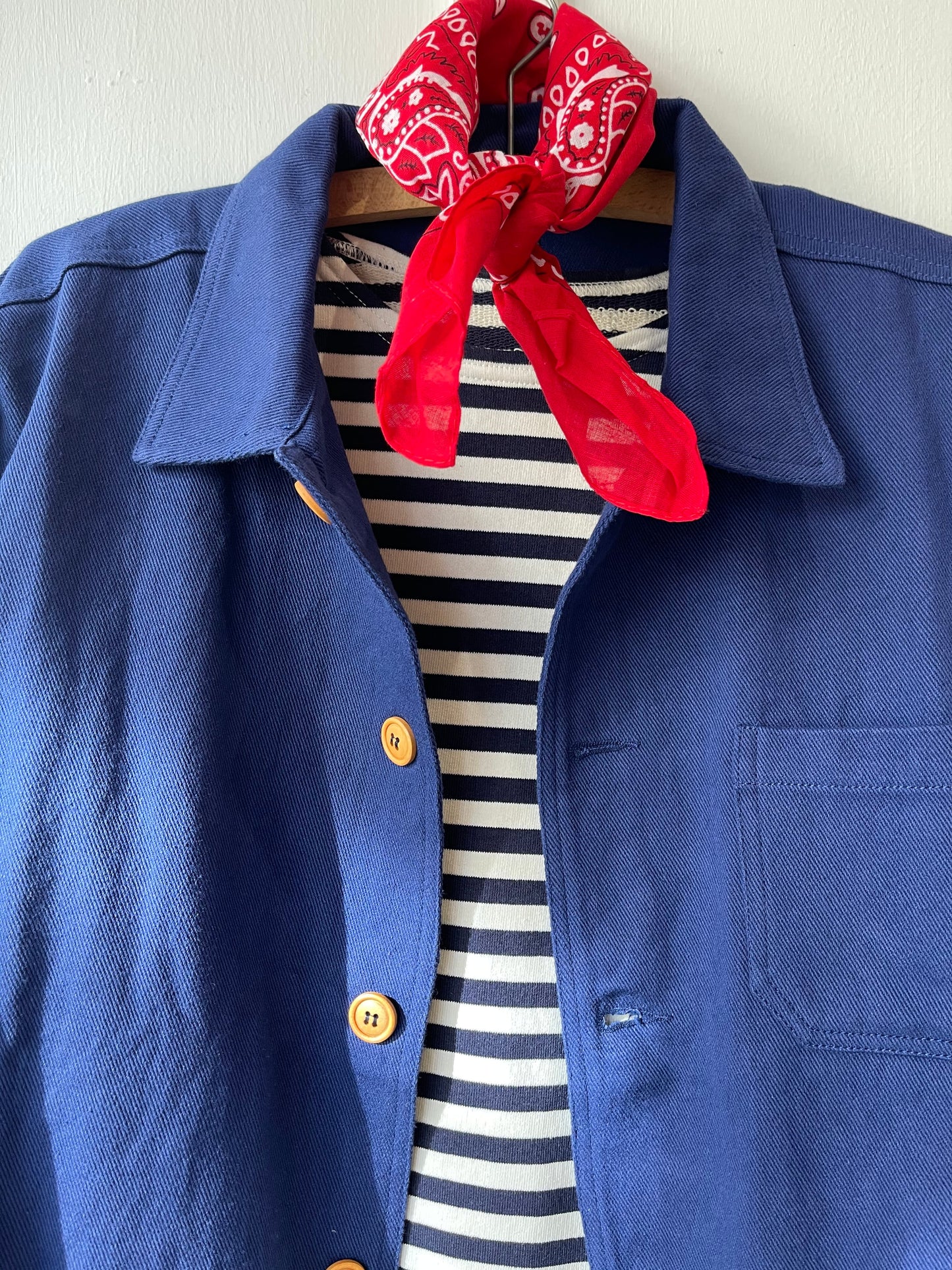 French Chore Jacket Indigo Wooden Buttons