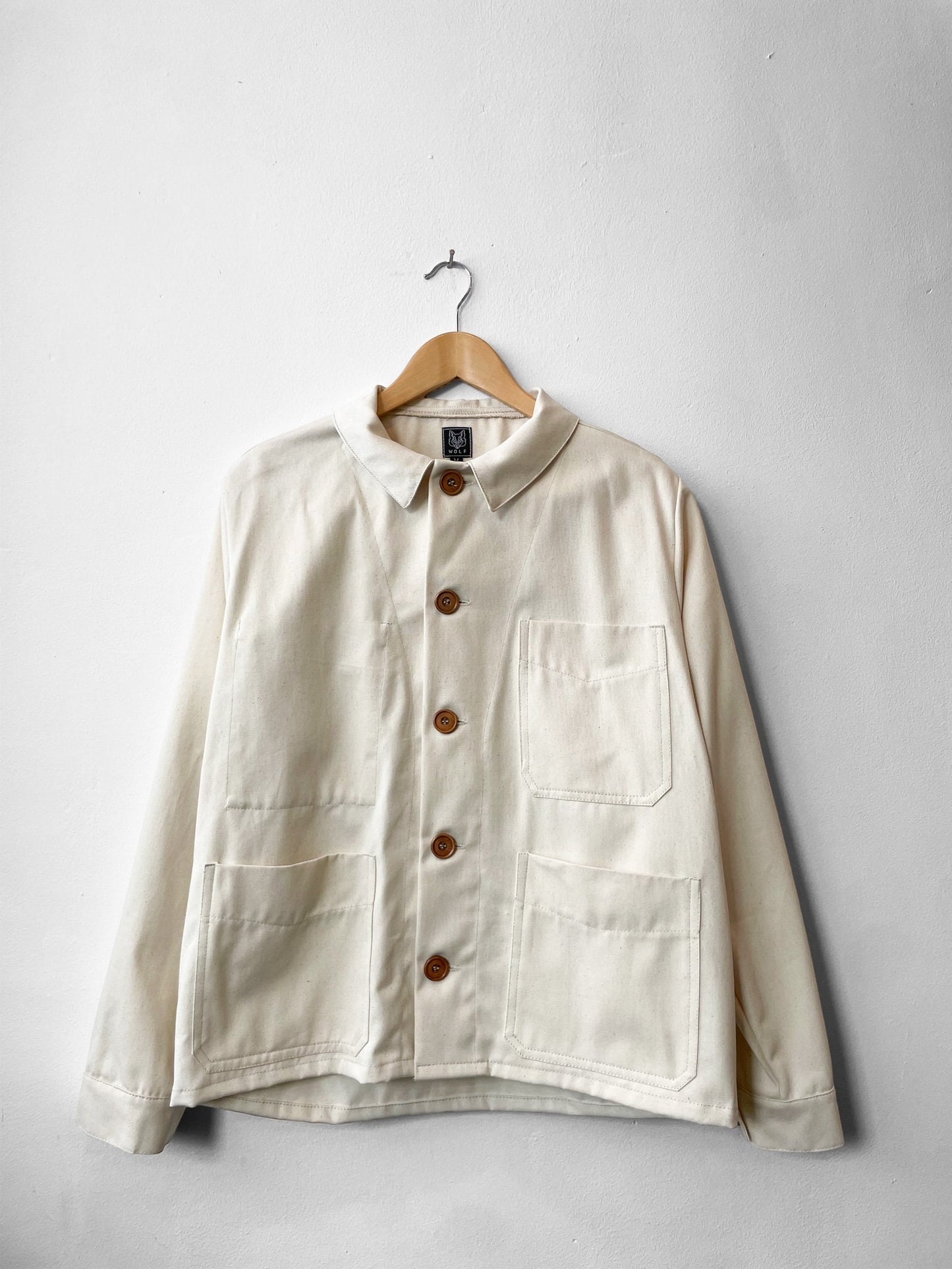 Washed Ecru Linen Chore Jacket
