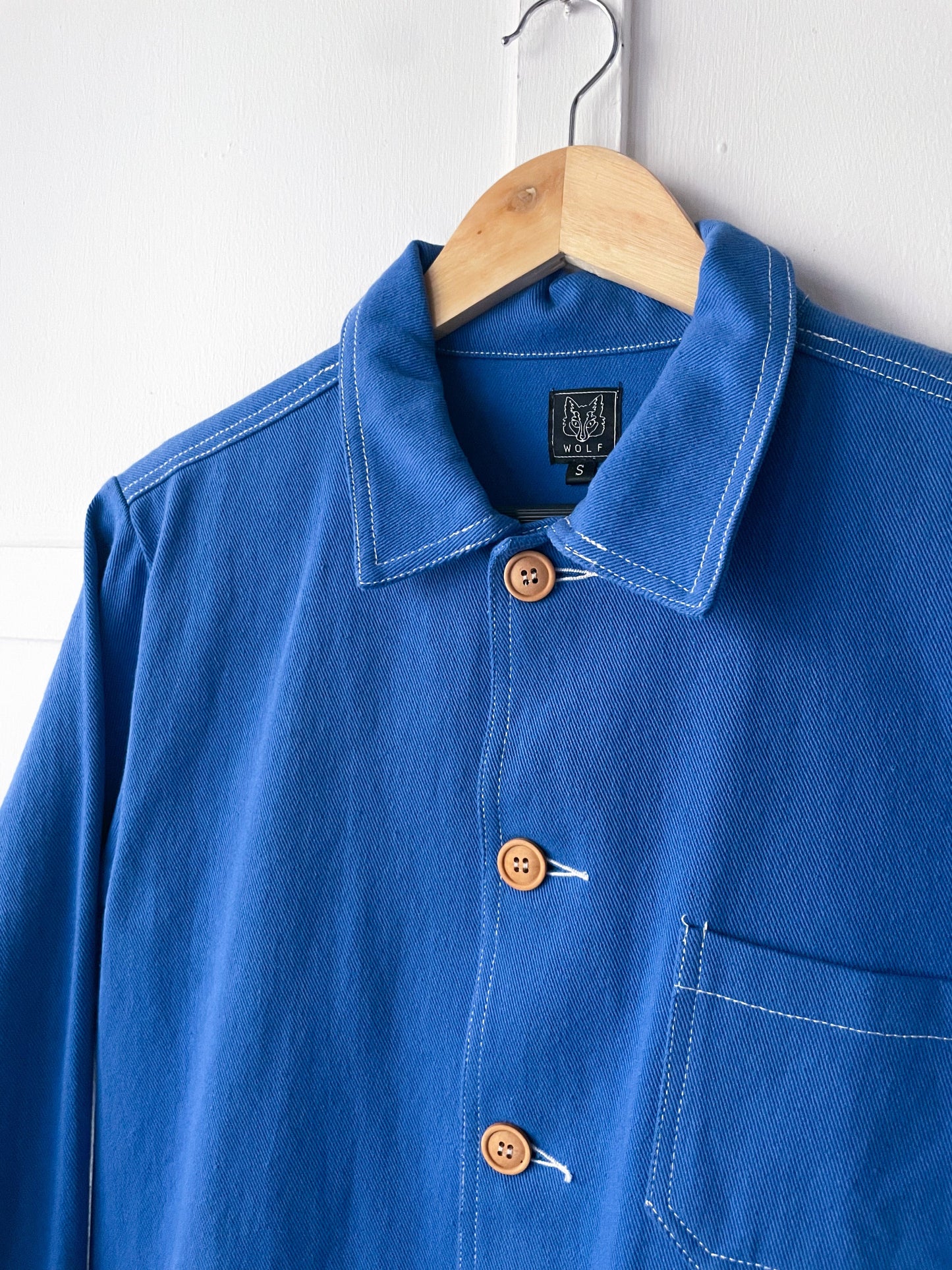 French Cotton Twill Chore Jacket Cobalt Blue