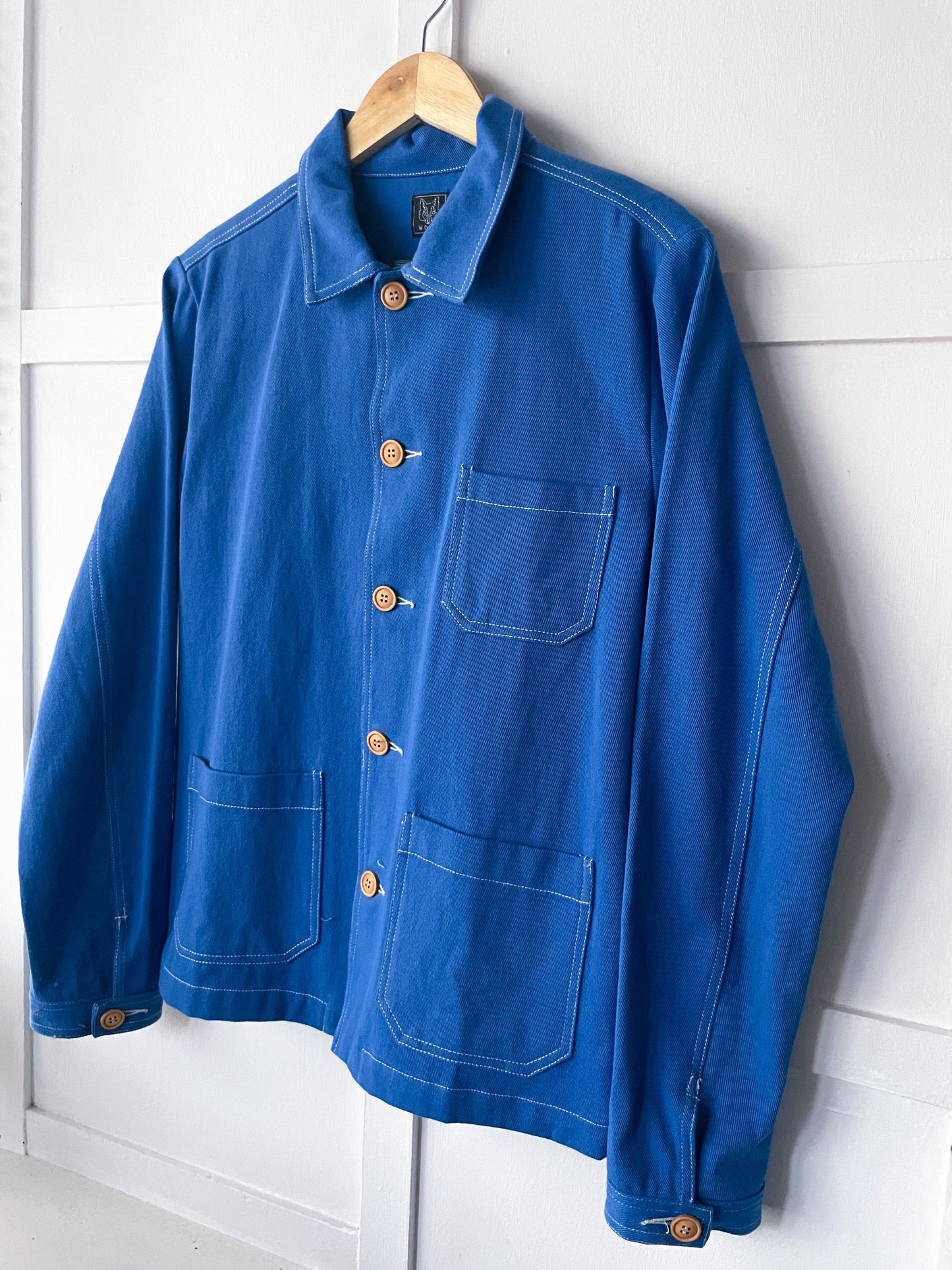French Cotton Twill Chore Jacket Cobalt Blue